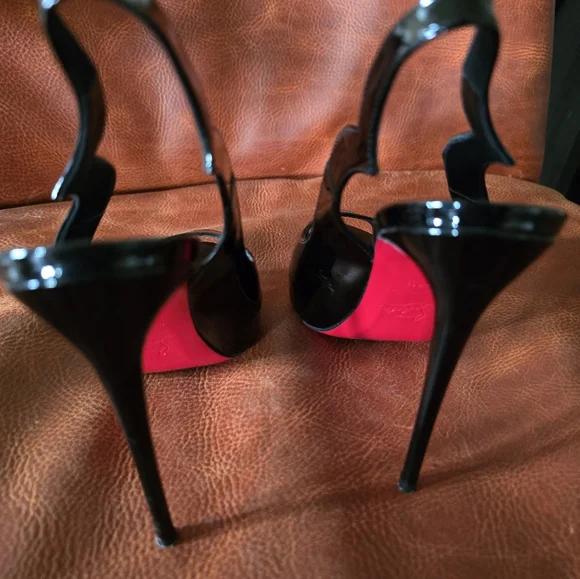 Christian Louboutin Hot Chick Sling Alta Black Stiletto Heels
